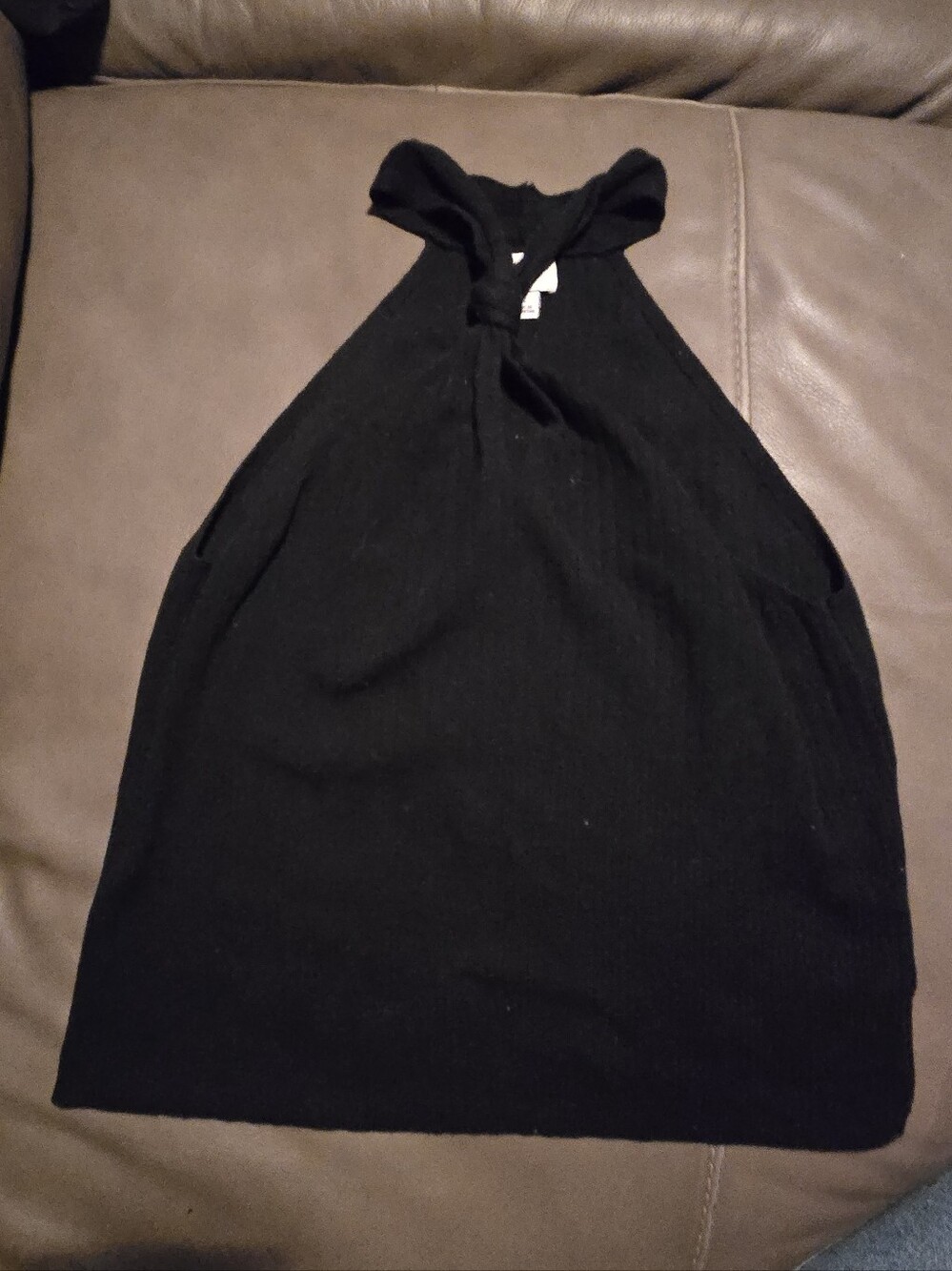 Black Sleeveless Halter Knit Top